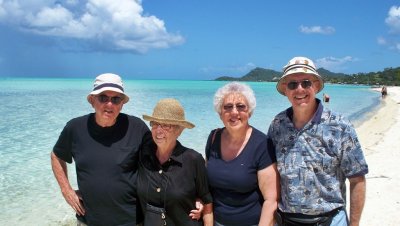 Dick, Barb, Mary, and Dale on the Beach