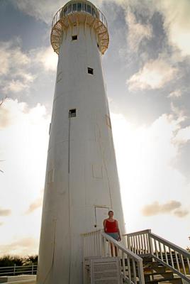 Lindsey on steps of lighthouse