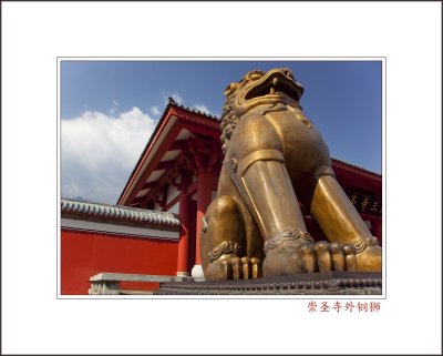 A Bronze Lion Guarding  a Temple