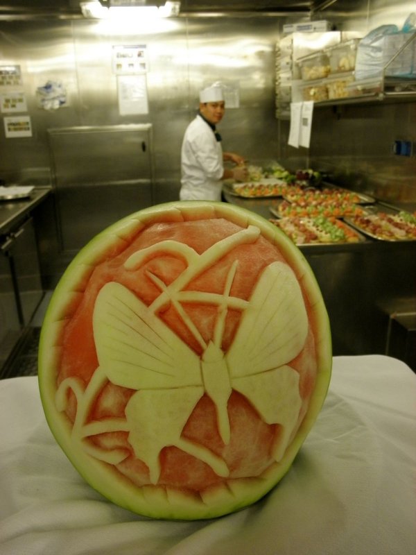 Westerdam kitchen galley tour fruit art