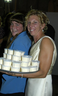 Wisconsin Bride and Dairy Farmgirl Serving Ice Cream at Her Wedding Reception!