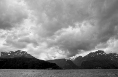 Fjord & Mountains in BW
