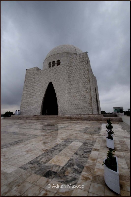 Quaids Masoleum during rain.jpg