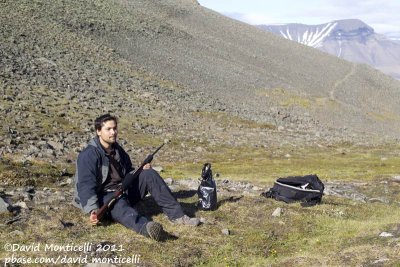 Svalbard - Benjamin (trekking guide) with rifle (for protection against Polar Bears)