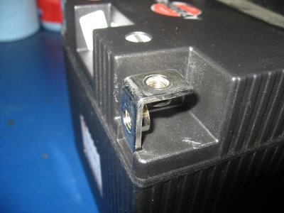 Terminals on 21 amp/hour battery