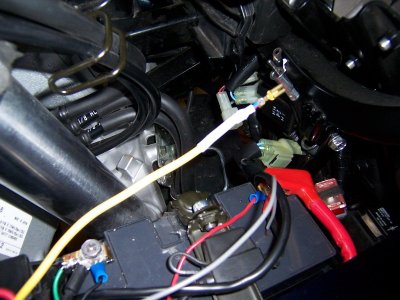 Yellow wire is now spliced onto connector pin for flasher (blue wire)