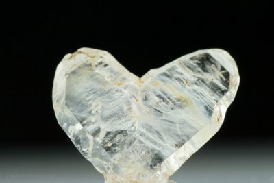 Japan-law twin of quartz, 15 mm. Sakangyi area, west of Mogok, Shan State, Burma.