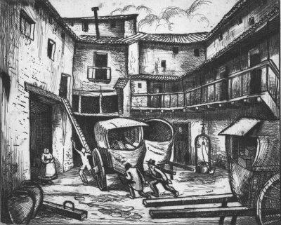 Posada at Lorca, etching, Author's collection