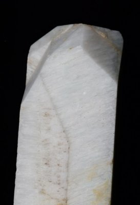 Microcline, 10.5 cm white crystal with two Baveno twin planes. Shengus (Shingus), Haramosh Mts., Skardu District, Baltistan, Nor