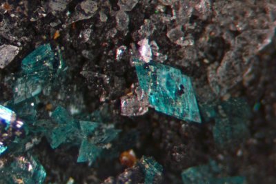 Triclinic turqoise crystals from Lynch Station, Virginia, USA.