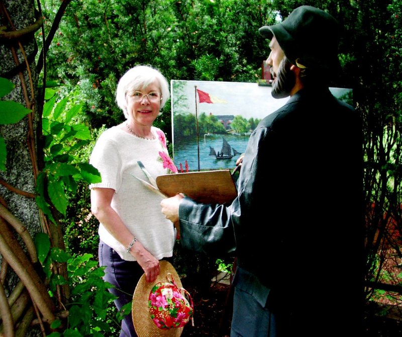 Posing for the painter at Grounds for Sculpture