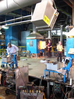 Glass blowers at work