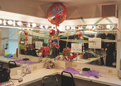 TO CELEBRATE MOLLYS BIRTHDAY, THE LADIES EVEN DECORATED THEIR DRESSING ROOM