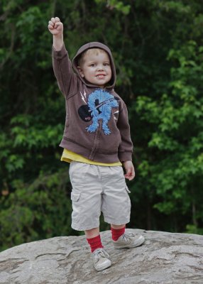 GRANDSON COLBY, DOING HIS ROCKY IMITATION   -  TAKEN WITH A SONY 50mm F/1.8 E-MOUNT LENS