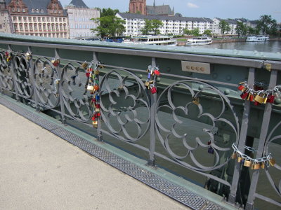 bridge with padlocks with love poems