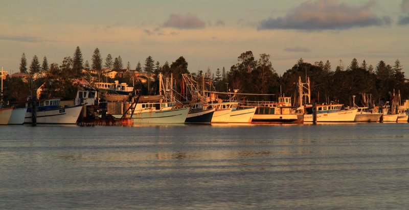 sunset on the boats Yamba