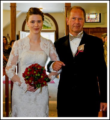 A Portrait of the Dad Escorting His Daughter, the Bride