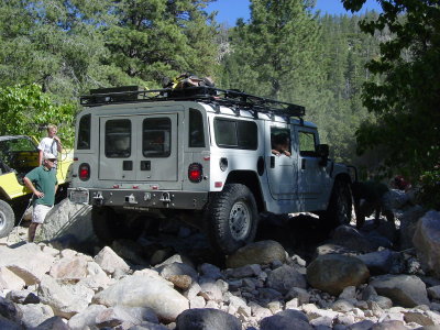 I heard he bent up his floorboard on a big boulder !!!