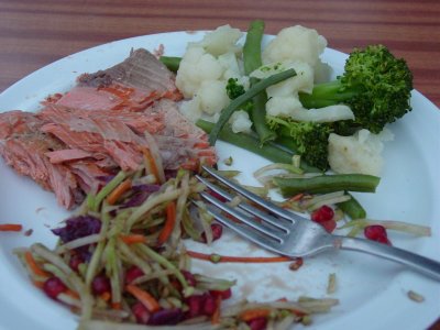  My dinner plate great salmon by Lynda and vegetables by me . Mmmmm Mmmmm good !!!!