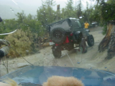 Here I am winching Gary down the hill in a rain strom !!!