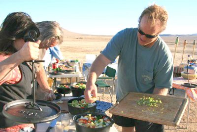 Brian adding serrano peppers to potatoes !!!