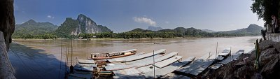 luang prabang, view from cave temple, panorama