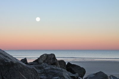 North Beach Moon and Rocks (landscape))