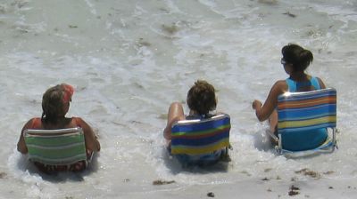 Sindy, Sandy, & Debra on a heavy seaweed day