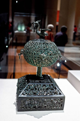 Bronze incense burner with phoenix finial