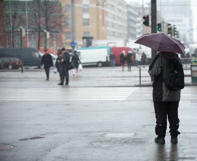 Rainy day street crossing