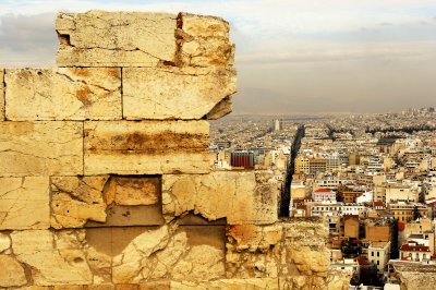 View of modern Athens from Erechtheon