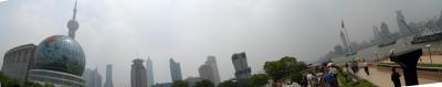 Pudong skyline along...