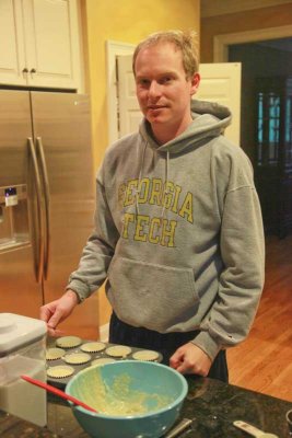 Robert prepares lemon muffins for breakfast