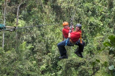 On the zip line together