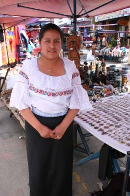 Selling jewelry in Otavalo market