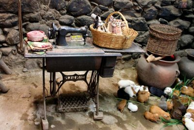 Vintage sewing machine in native home