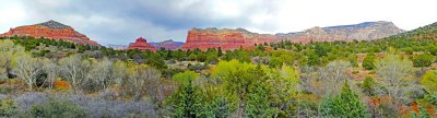 Panorama of Bell Rock and the Court House, Sedona, AZ