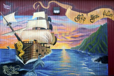 Ship mural, Kapaa, Kauai, HI