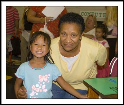 Anna with her Kindergarten teacher