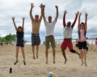 playing in the sand