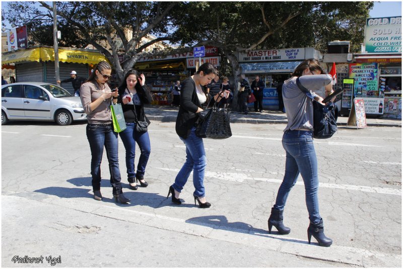 High heeled girls parade at Valletta