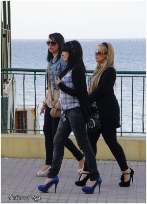 High heeled girls parade at Valletta