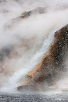 Midway geyser cascades