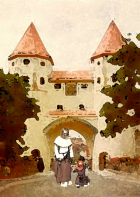 Experiment: Mother Daughter at Amberg Ger - Watercolor (PS).jpg