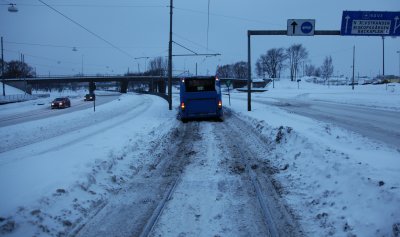 Buss i spret Frihamnen