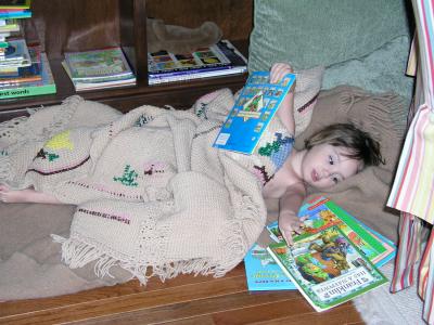 Hanging Out in One of Her Half Dozen Reading Nooks