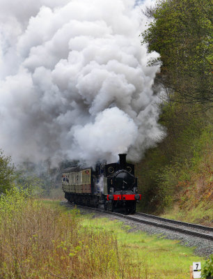 LNWR 0-6-2T Coal tank also in the rain at Berwyn bank with 828 behind