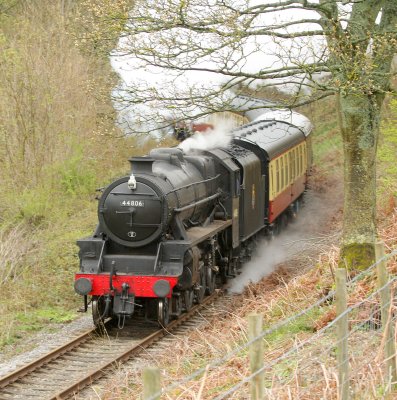 Black 5 approaches Deeside Halt