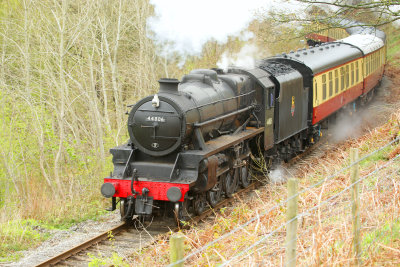 Black 5 approaches Deeside Halt