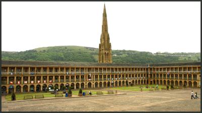 Halifax.    Dean Clough Mills and The Piece Hall